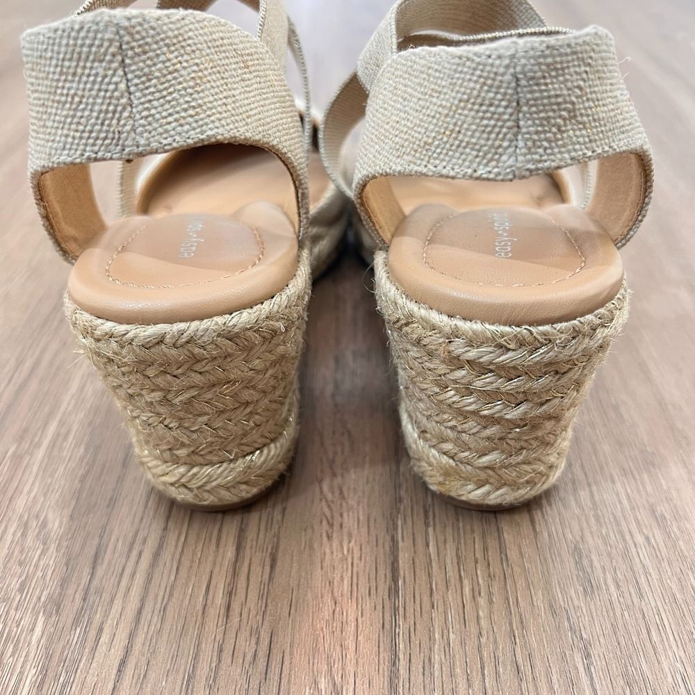 Easy Spirit Meza Espadrille Wedge Sandals Textile Almond Toe Slip On 7 View 4